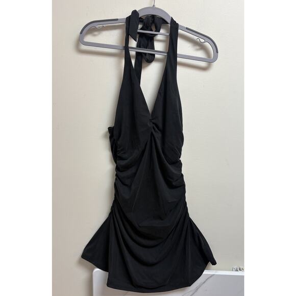 Anthropologie Dresses & Skirts - Celandine Anthropologie Black Ruched Halter Mini Dress Women’s Small NWT